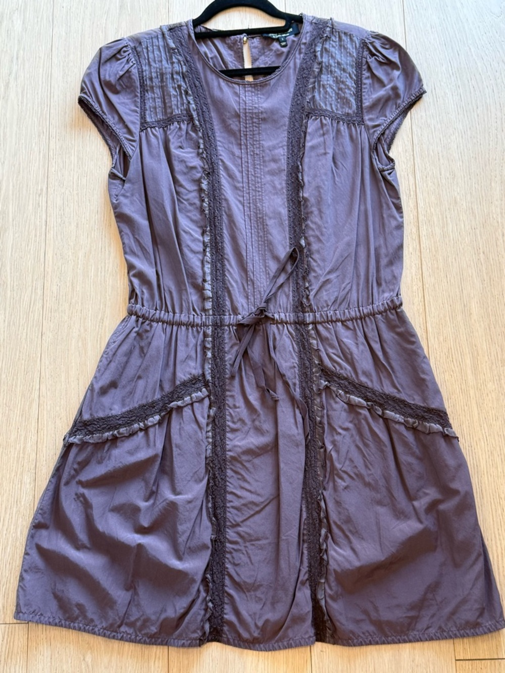 Vintage Juicy Couture Silk Blend Dress L Boho Lace Sheer Y2K